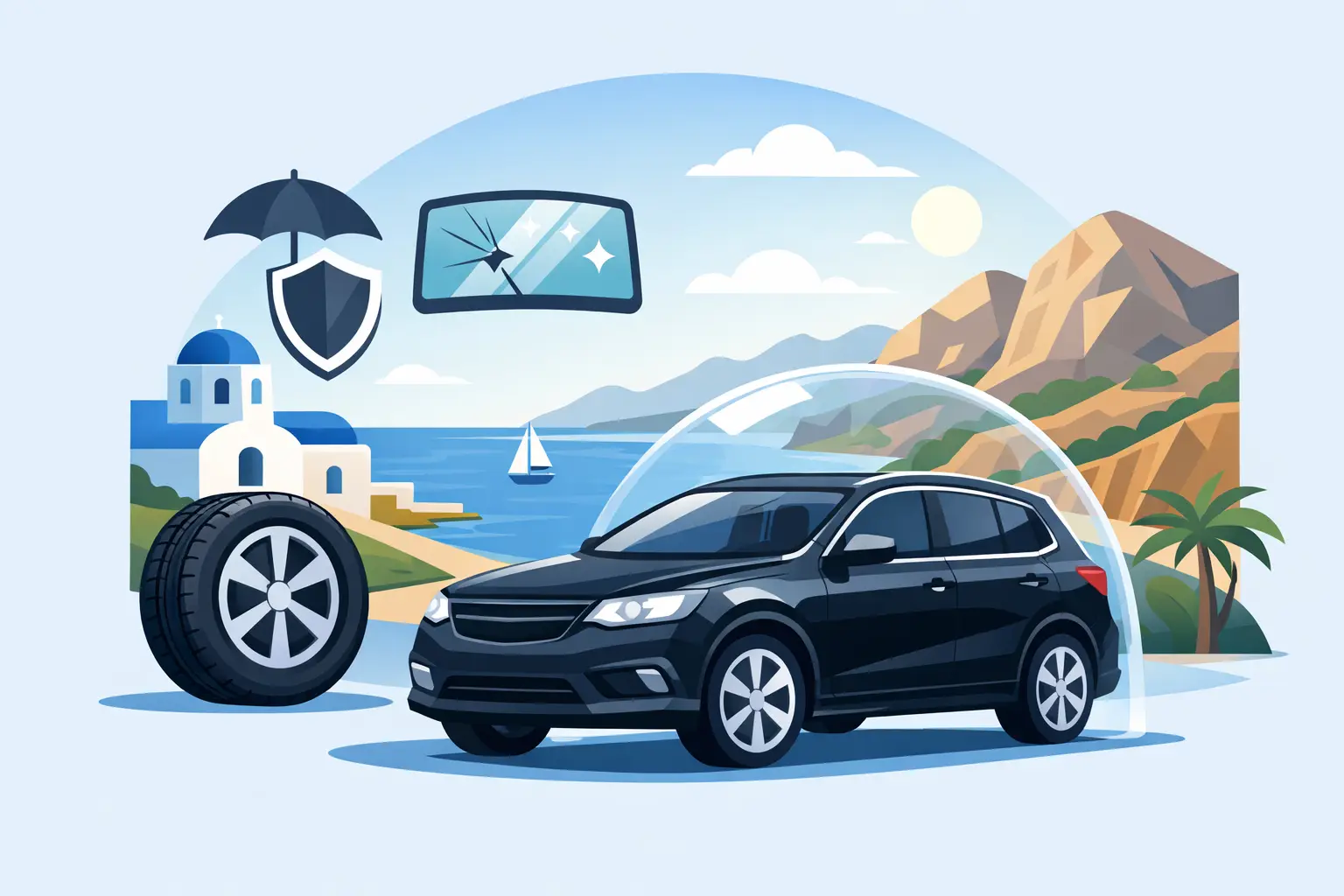 Tyre and Glass Cover Car Hire Crete