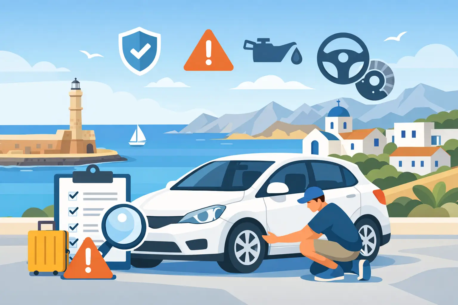 Rental Car Safety Checks Before Driving in Crete